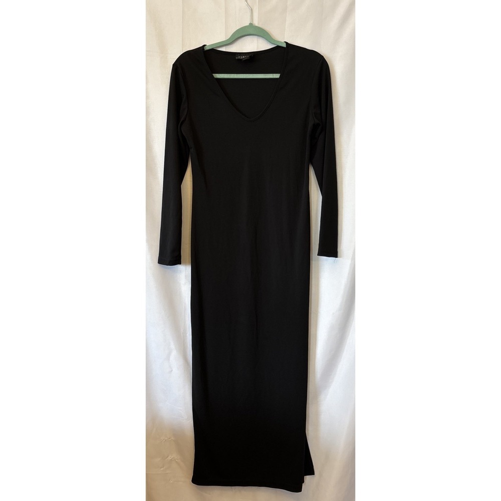Women's Finity Black Jersey Sheath Sleek Maxi Dress Size S Minimalist Whimsagoth